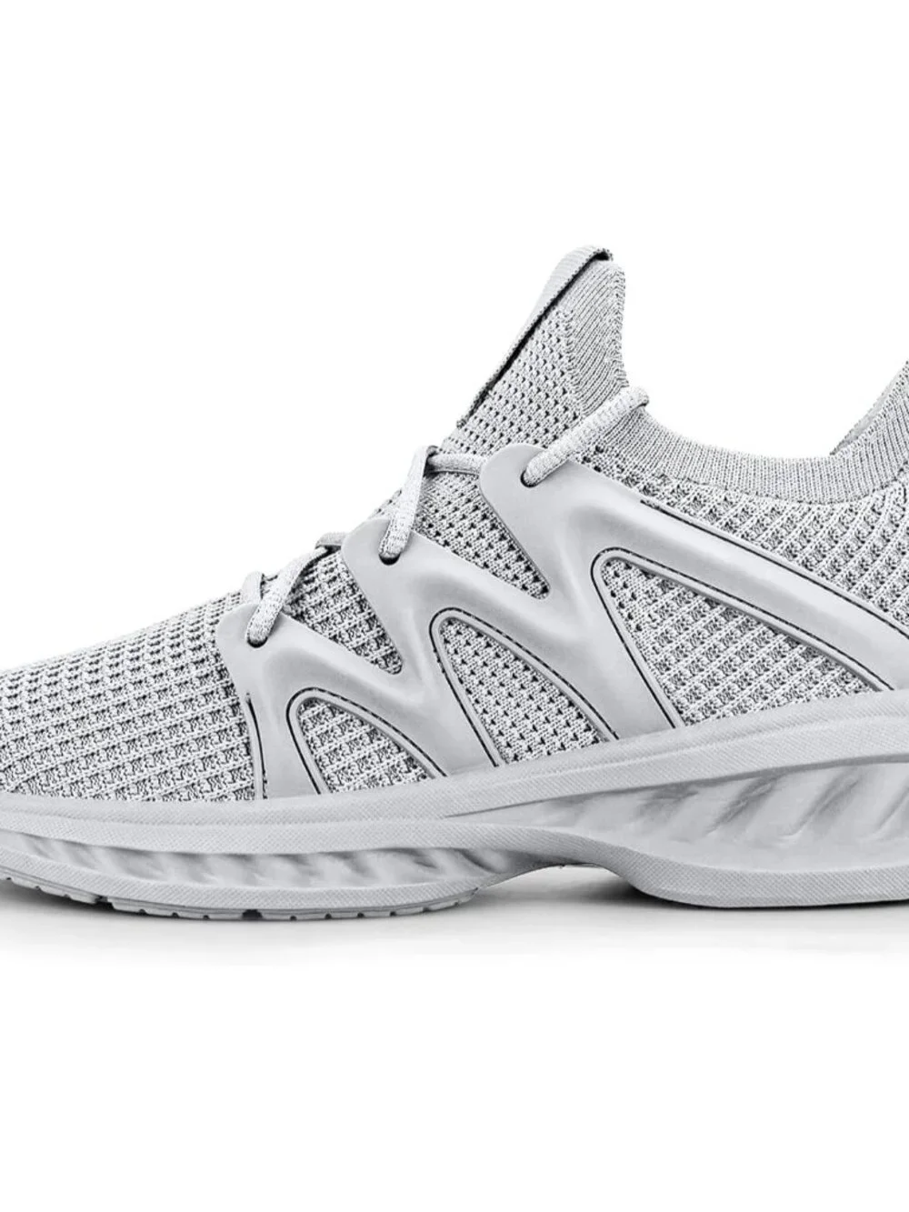 Men's Light Grey Breathable Non Slip Running Athletic Gym Tennis Sneaker Shoes - Picture 5 of 6